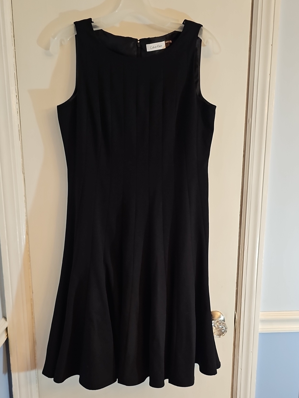 Calvin Klein Black Fit-and-Flare Sleeveless Dress 10 Petite